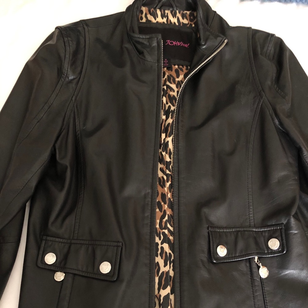Betsey Johnson vintage leather jacket, 100% genuine leather